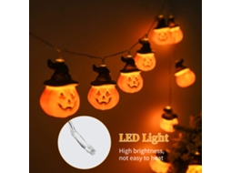 Luzes de Fita Led de Abóbora Assustadora Halloween 10ft 20leds 8 Modos | S/MARCA