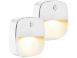 Rebe luz Noturna Infantil 2 Peças com Sensor de Luz, Modos Constante e Automático, Luz Branca Quente