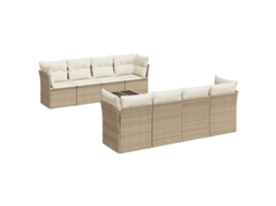 Conjunto de 9 Sofás para Jardim com Almofadões Vime Pe Bege MAISON EXCLUSIVE (90x200 cm)