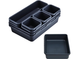 Lurelia Organizador De Gaveta, 8 Peças, Empilhável, Em Plástico, Para Cosméticos, Preto