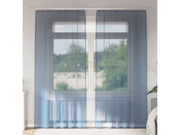 Vidaxl Cortinas De Voile Com Bolsos Para Varão 2 Pcs Azul Real