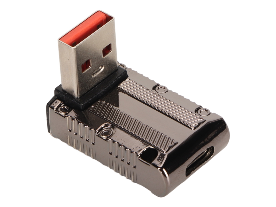 Adaptador Reverso Curvado Mecânico 3d Usb Macho Para Tipo-c Fêmea (transmissão De Alta Velocidade De 10gbps, Carregamento Rápido De 120w)