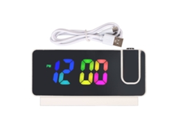 Reloj Despertador Digital Led Espejo Control Voz Temperatura Calendario Dormitorio