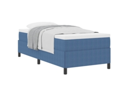 Cama De Solteiro | Camas Para Quarto | Cama Box Azul 100 X 200 Cm Tecido De Veludo Cotele
