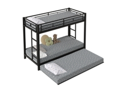 Beliche Infantil 90x200 Cm em Ferro com Cama Auxiliar, grades Altas, certificação En747, estrutura Robusta, cor Preta PAPRIKA