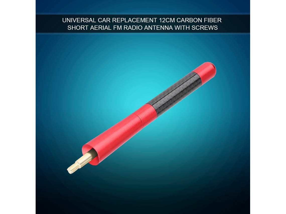 Antena Universal Curta De 12 Cm Para Carro, Em Fibra De Carbono, Para Rádio Fm, Com Parafusos, Na Cor Vermelha
