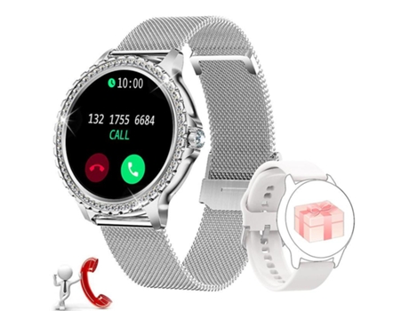 Smartwatch  Chronus Feminino com Bluetooth Call 1.32'' Sports Spo2 Music Player para Android Ios Silver
