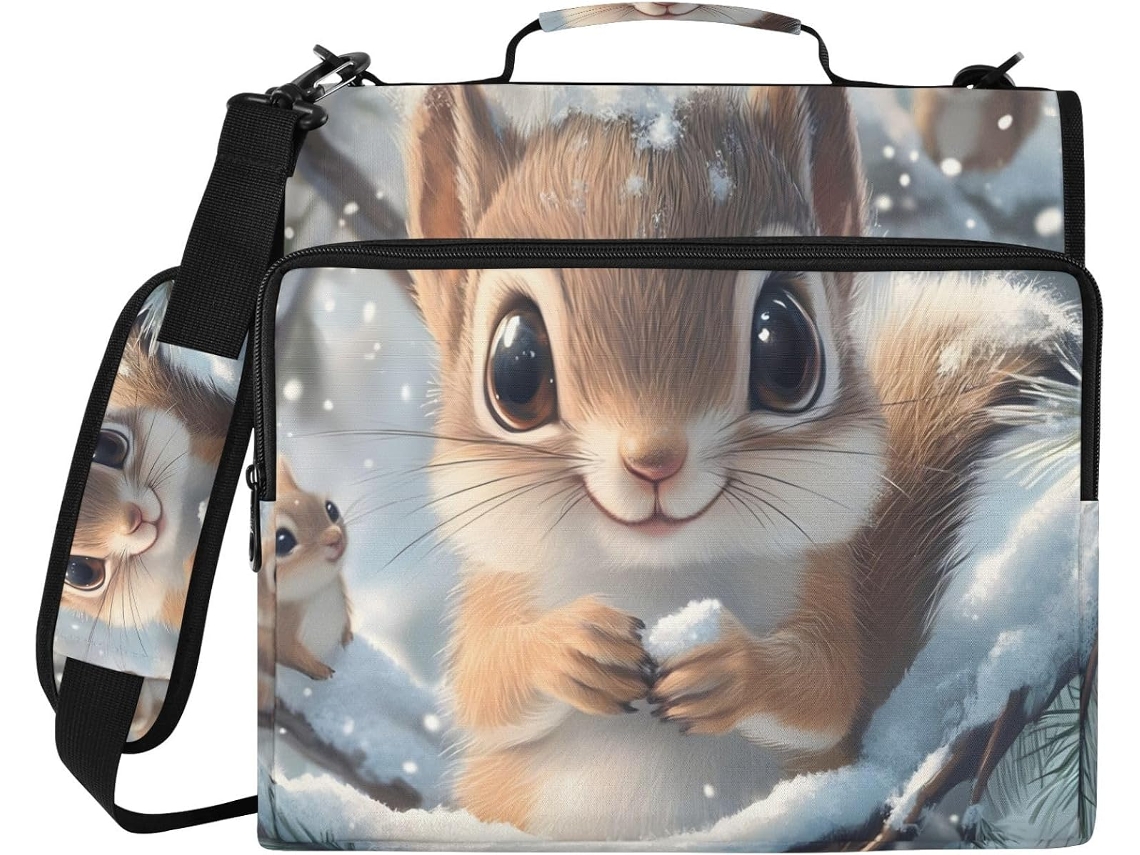 Bolsa Organizadora De 3-argolas Squirrel, Impermeável E Com Zíper Laptop De 14 Polegadas, Ideal Trabalho