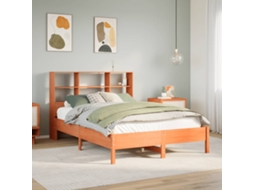 Vidaxl Cama Com Estante Sem Colchão 140x200 Cm Pinho Maciço