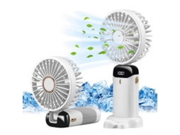 Ventilador Portátil De Mão Com 5 Velocidades, Mini Ventilador Recarregável Via Usb Com Visor Led - Para Casa, Escritório, Quarto