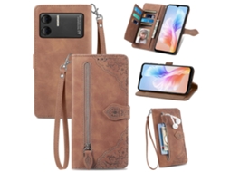 Capa De Couro Com Zíper E Flor Em Relevo Para Doogee X98 Pro / X98