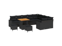 Conjunto de sofá de jardim Vidaxl com almofada, 13 peças, marrom Vime Pe