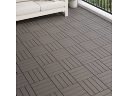 Vidaxl Telha De Deck Design 3d 11 Pcs Marrom Escuro 30 X 30 Cm Wpc