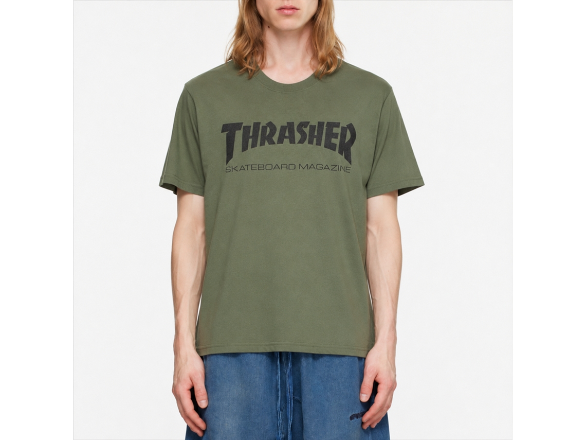 Thrasher Skate Mag Logo T-shirt Olive Usa Unisex Adults Size:m
