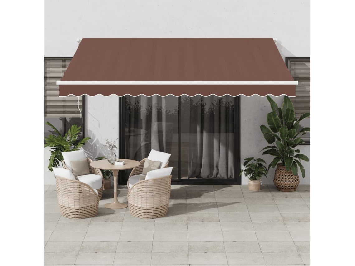 Vidaxl Toldo Retrátil Automático Com Luz Led 400x350 Cm Castanho
