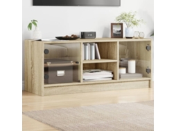 Vidaxl Móvel De Tv C/ Portas De Vidro 102x37x42 Cm Carvalho Sonoma
