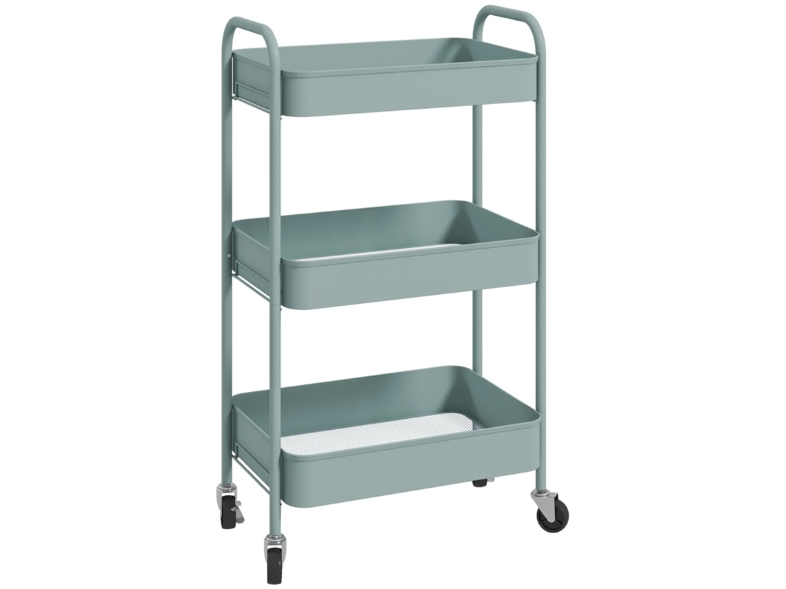 Carrinho auxiliar com 3 níveis, 3 cestos, aço, 40,8x33,5x60,5 cm, branco VOLTEDGE