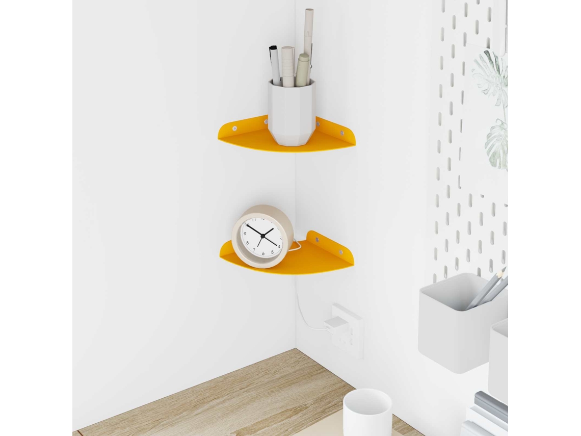 Vidaxl Prateleira Flutuante 2 Pcs Amarelo Mostarda 15 X 15 X 2 Cm