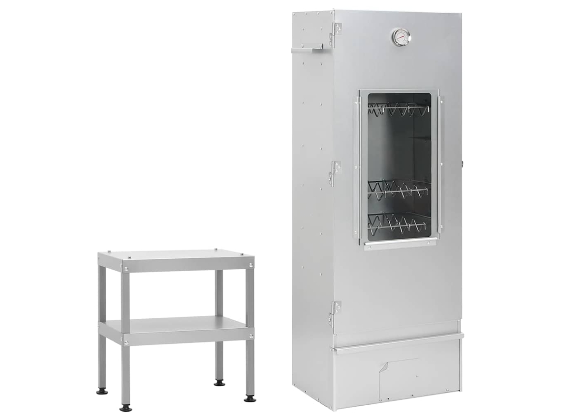 Vidaxl Defumador Com Mesa Aço Galvanizado