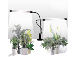 Luminária solar para plantas, luz branca, 50W, 84 LEDs, cabeça dupla, fixação por grampo, temporizador de 4/8/12 horas, 5 níveis de intensidade luminosa Brilvibera