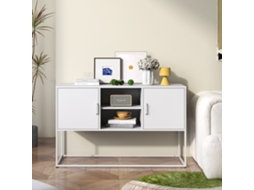 Armário De Metal Branco Com Buffet E Cofre, Construção Robusta E Design Elegante, 75x120x40 Cm.