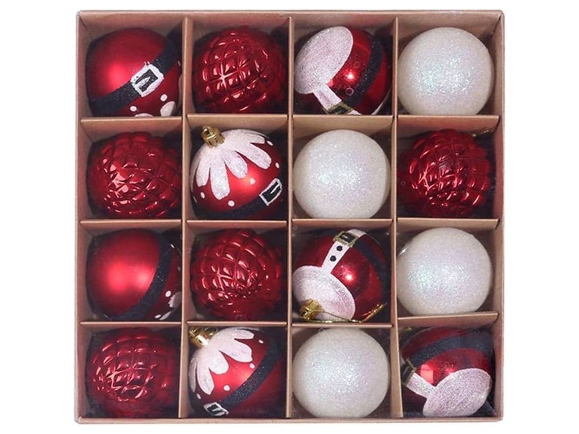 Esferas Decorativas Navideñas Rojo Y Dorado 16 Piezas 6 Cm De Pvc Para Árbol Fiesta Hogar