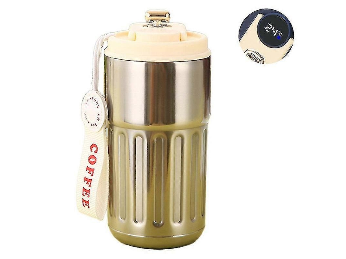 Garrafa Térmica De Aço Inoxidável Para Café Com Indicador De Temperatura E Isolamento Térmico - Prateada