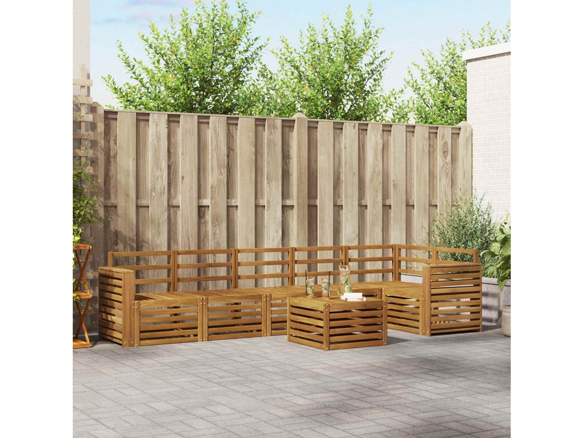 Vidaxl Conjunto De Sofás Para Exterior 7 Unid. Natural Poliéster