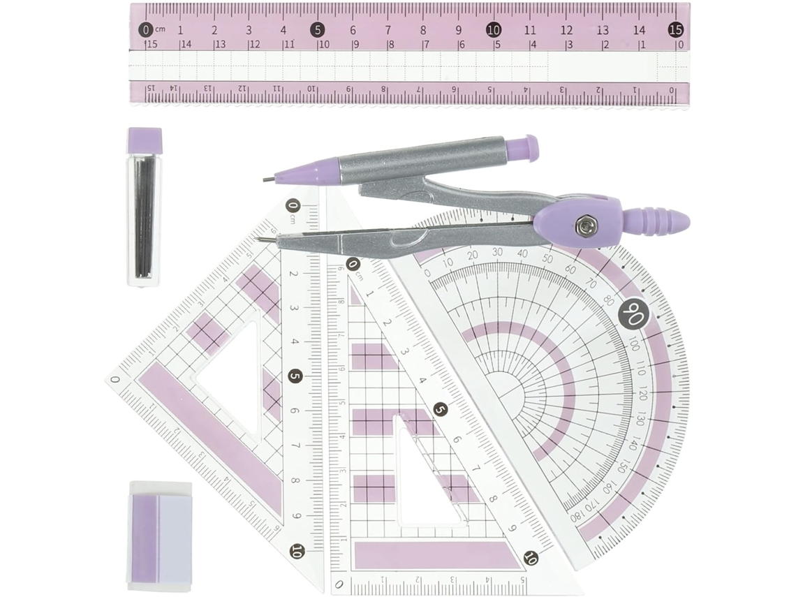 Conjunto De Régua Triangular E Transferidor Magiclulu Plástico Durável