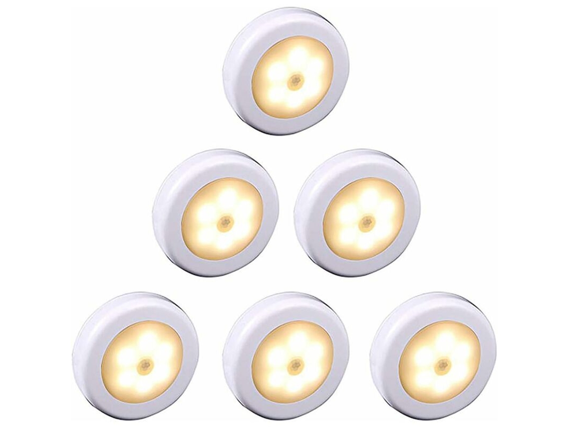 Kit Com 6 Unidades De Luz Led Com Sensor De Movimento, Sem Fio, Branco Quente Para Guarda-roupa, Cozinha, Escada, Corredor