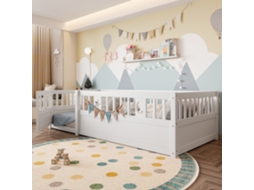 Cama Painel Pinho 90x190 Grade Estrelas Lua Branca