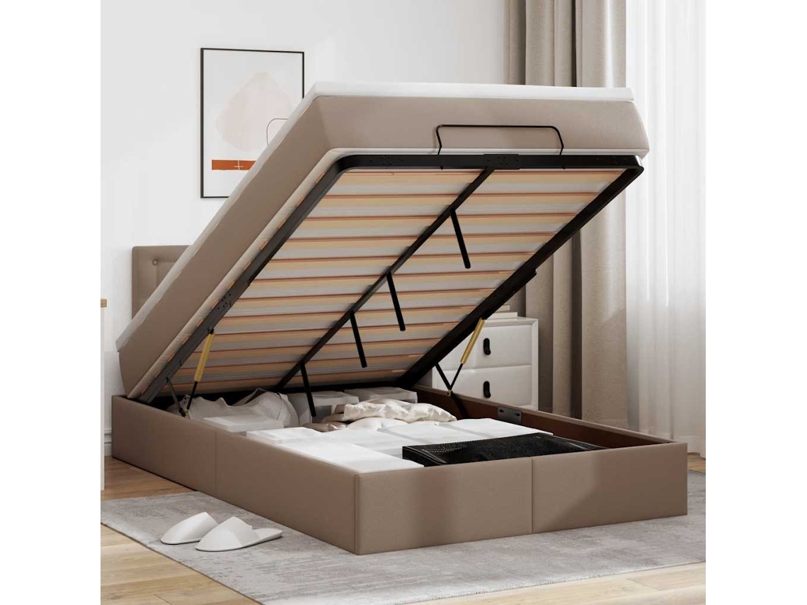 Vidaxl Cama Otomana Com Colchões Leds 120x190 Cm Couro Artificial