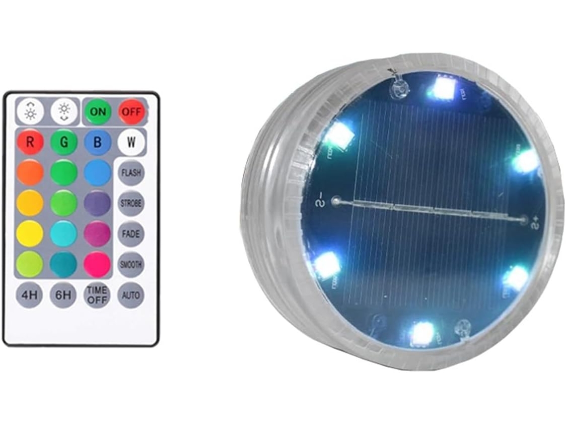 Luminária Subaquática Led Solar Magnética Ventosa Rgb Prova Ip68 Ideal Piscina Jardim Gramado Aquário 1 Controlador À D GOKOCO