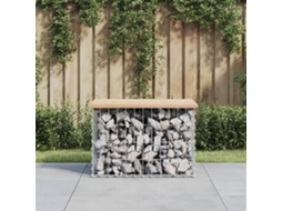 Vidaxl Banco De Jardim C/ Design Gabião 63x44x42 Cm Pinho Maciço