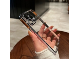 Capa Para Iphone 17 Pro Prateada Com Película Protetora De Lente Eletroplaqueada Transparente E Totalmente Macia.