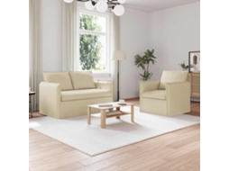 Vidaxl Conjunto De Sofás 2 Unid. Creme Tecido