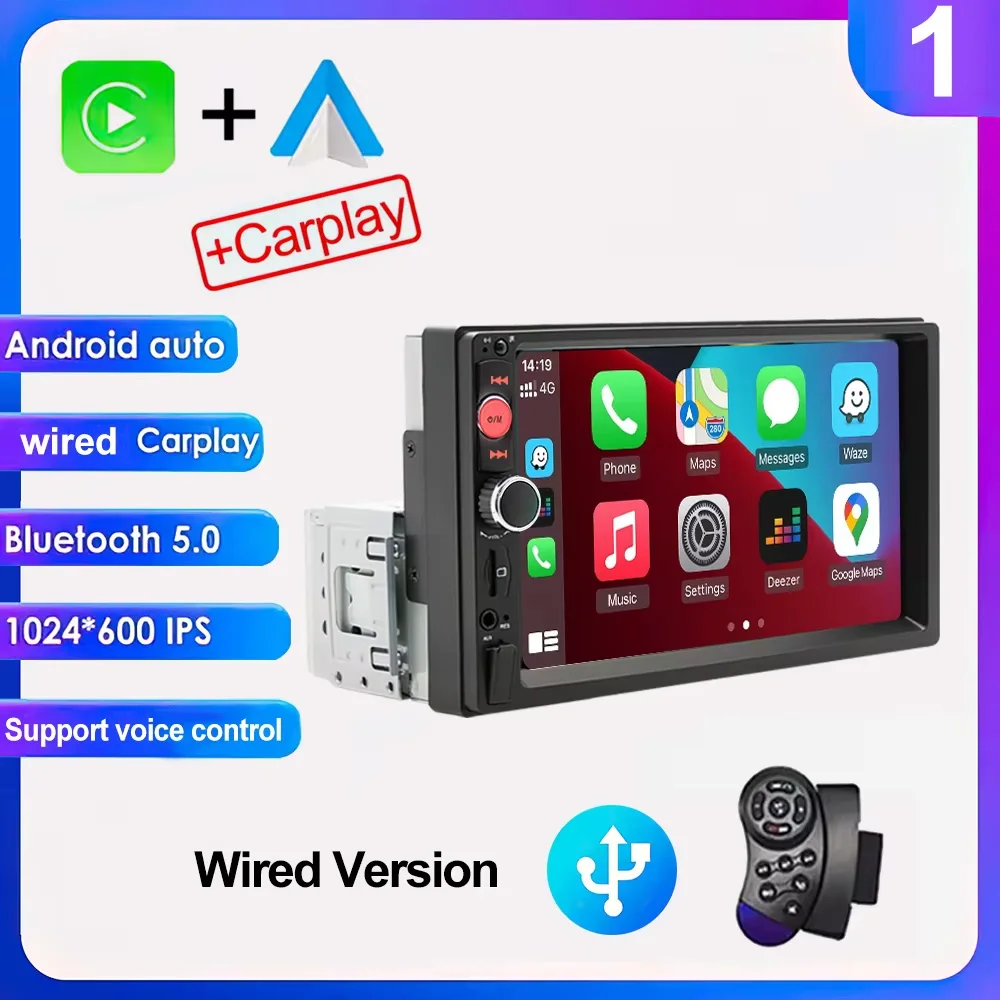 Sistema Multimídia Automotivo 2din (com Fio), Tela Ips De 7 Polegadas, Android Auto, Bluetooth, Usb