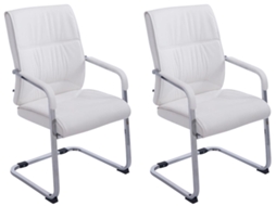 Conjunto de 2 cadeiras cantilever XXL Anubis em imitação de pele branco CLP