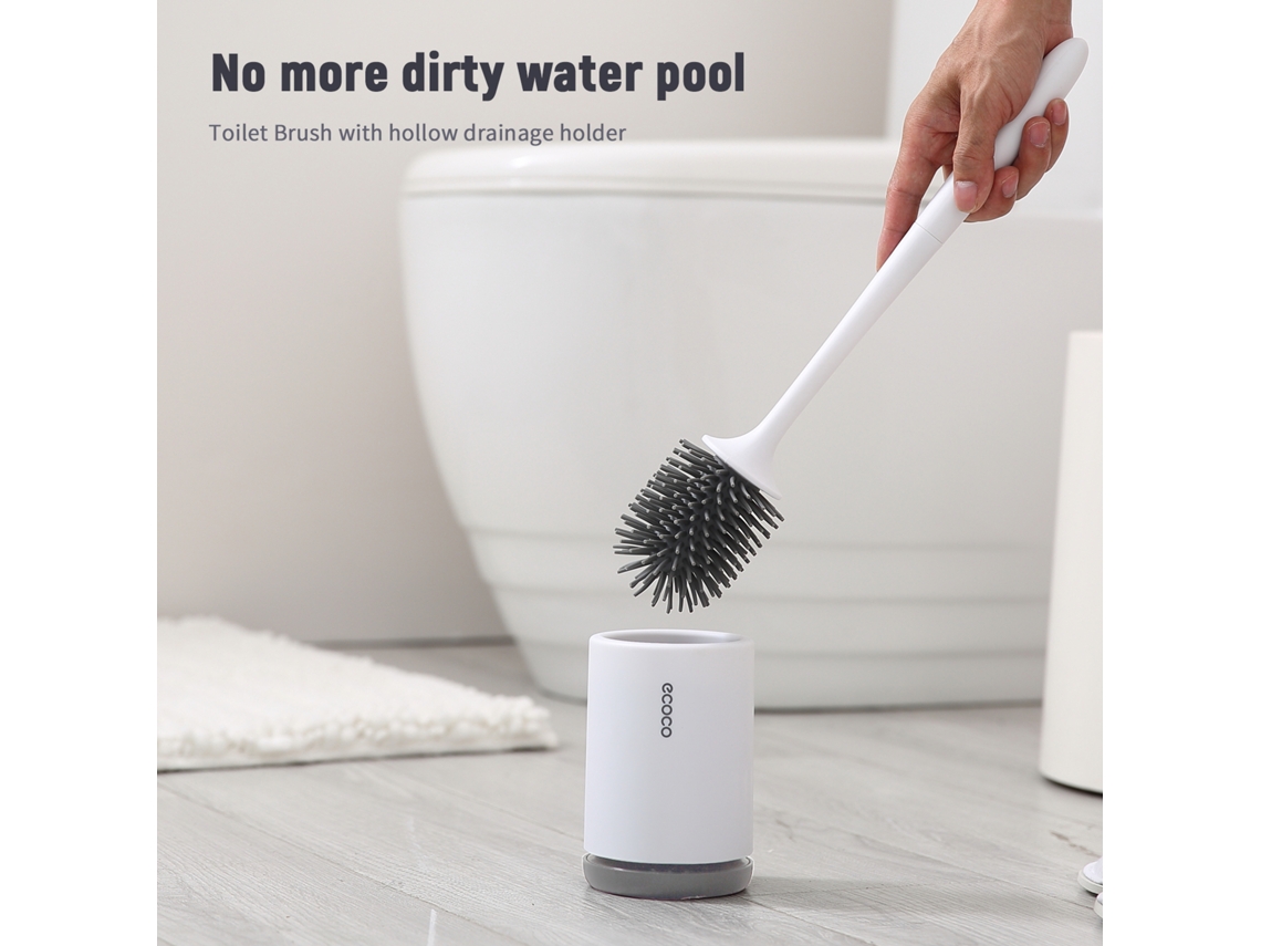 Kit de esponja de vaso sanitário ecológica com suporte de drenagem, cerdas macias TPR e cabo PP S/MARCA