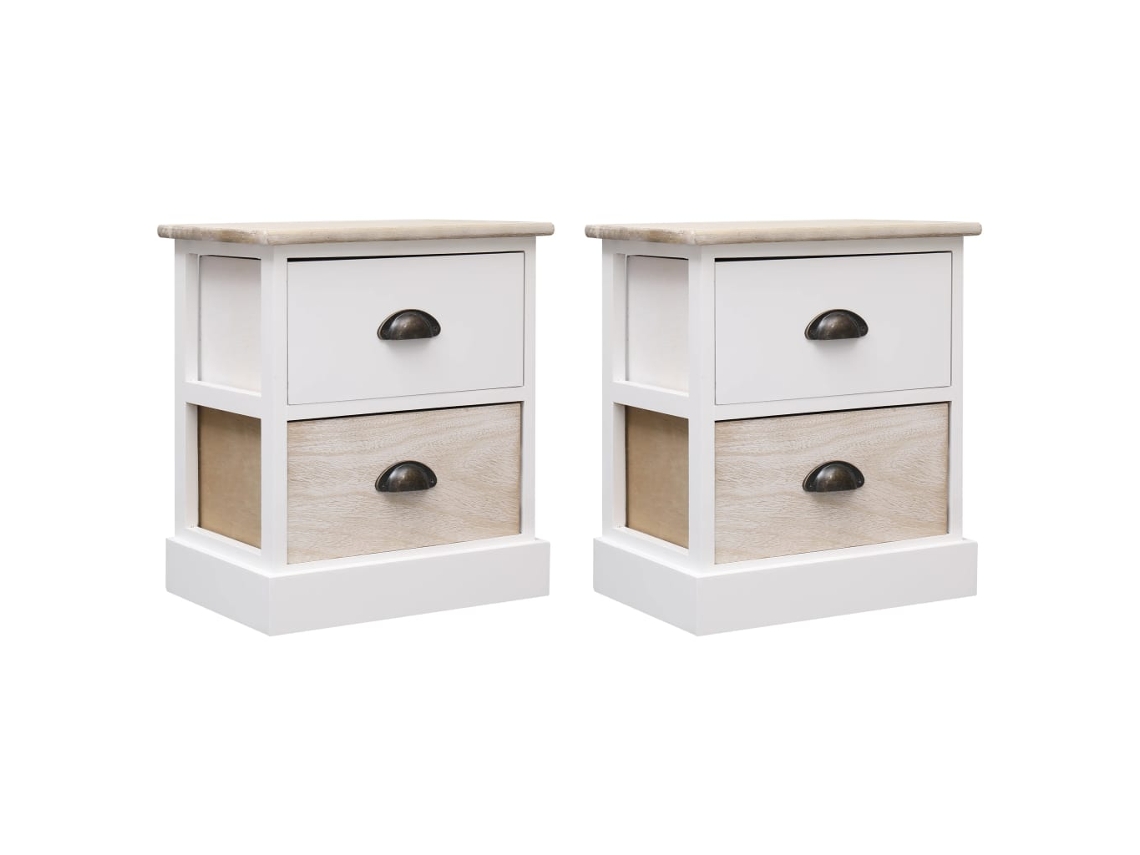 Conjunto 2 Mesa de cabeceira VIDAXL Branco Madeira