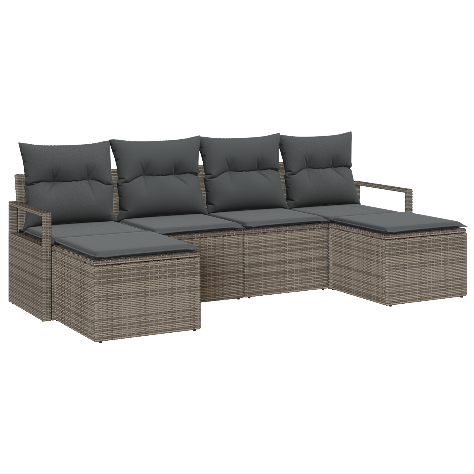 Conjunto 6 Sofá Exterior Vidaxl Cinzento Vime Pe (230 X 117 X 85 Cm)