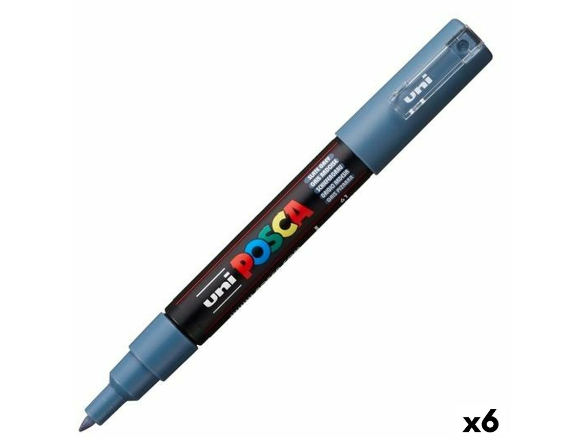 Rotuladores POSCA Pc-1M Cinzento Escuro 6 Unidades
