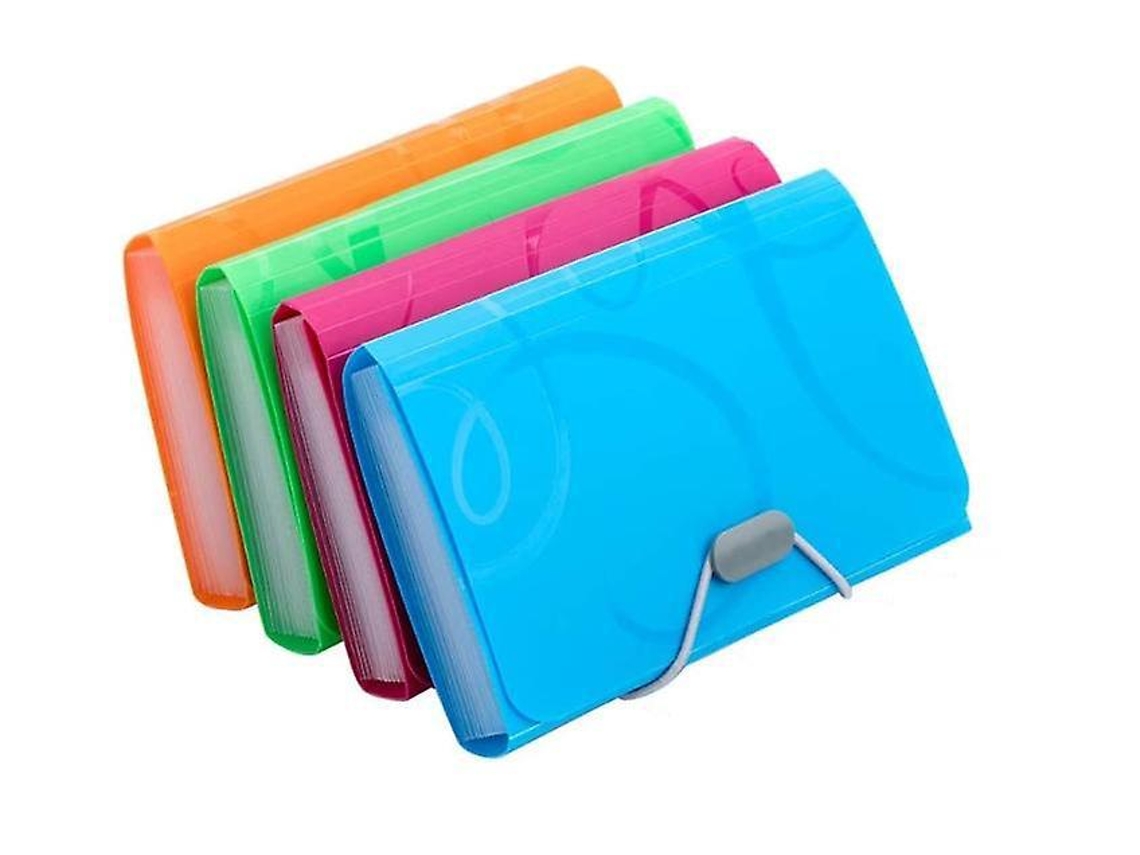 Pasta expansível portátil multicolorida Slowmoose, tamanho B6, 13 compartimentos, pacote com 4
