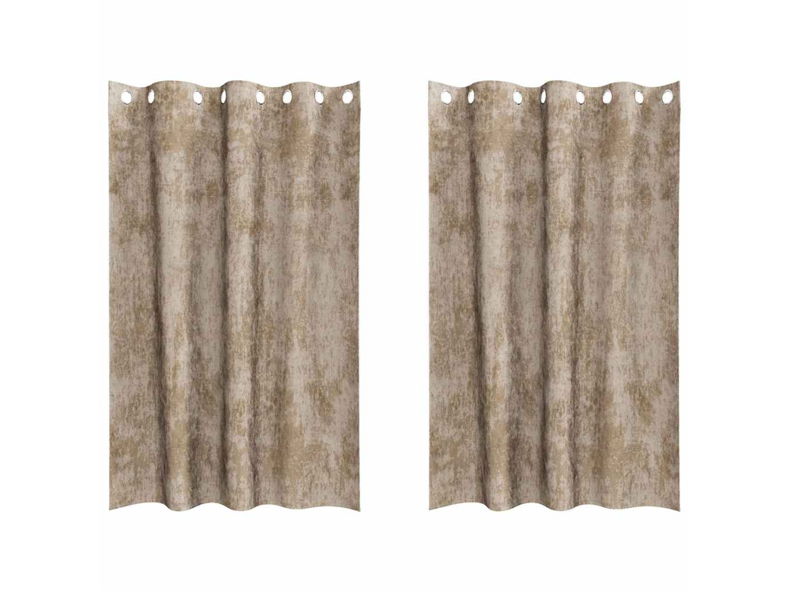Conjunto 2 Cortinas De Veludo Vidaxl Bege Veludo (175 X 140 Cm)