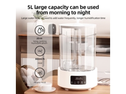 Umidificador de Névoa Fria 5l para Quarto com Luz Noturna 7 Cores Controle Remoto e Timer | S/MARCA