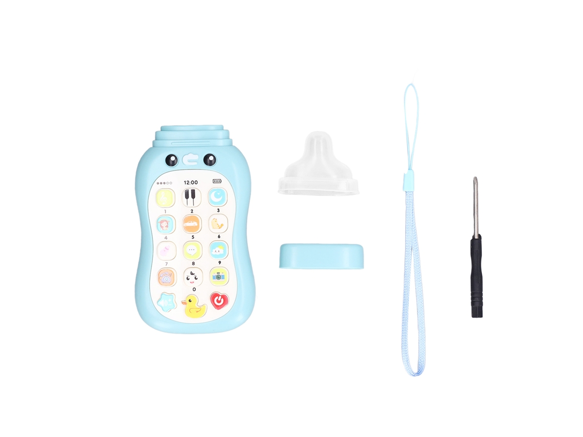 Celular Educativo Para Crianças Com Chupeta Brinquedo De Aprendizagem Portátil Azul
