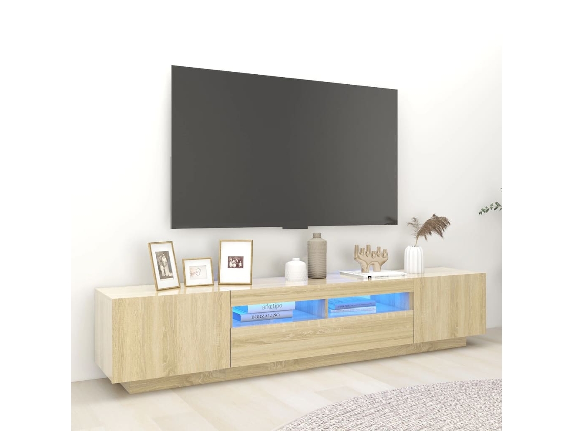 Vidaxl Móvel De Tv Com Luzes Led 200x35x40 Cm Carvalho Sonoma