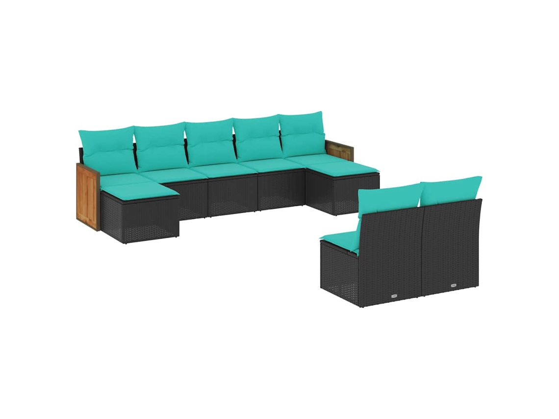 Conjunto de Sofá de Jardim, 5 Peças, Almofadas, Rattan Preto MAISON EXCLUSIVE