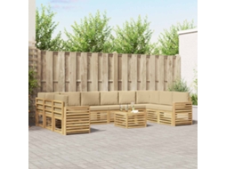 Vidaxl Conjunto De Sofás Para Exterior 11 Unid. Branco E Bege