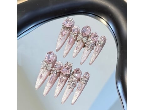 Handgefertigte Nagelkunst, Altamente Abnehmbare, Luxuoso E Aufwendig Gestaltete Nägel Em Tropfenform. Elisefashion